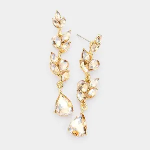 Teardrop Marquise Lt Topaz Crystal Dangle Evening Earrings