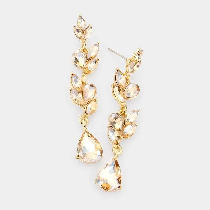 Teardrop Marquise Lt Topaz Crystal Dangle Evening Earrings