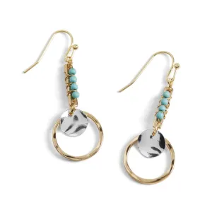 Turquoise Linear Drop Hoop Earrings