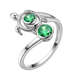 Turtle Birthstone May Emerald Ring Women Girls Jewelry Birthday Gift Sterling Silver