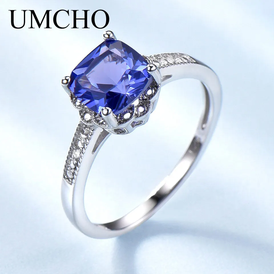 UMCHO  Women's Sterling Silver & Tanzanite Gemstone Ring