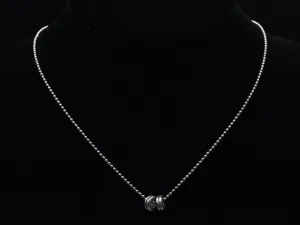 Vintage Italian Sterling Silver Ball Link Chain Necklace with Pendant - 24"