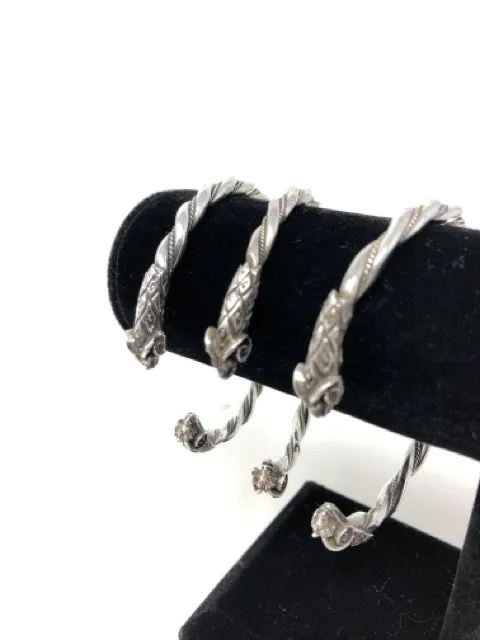 Vintage Set of 3 Bangle Sterling silver Rams Head Bracelets