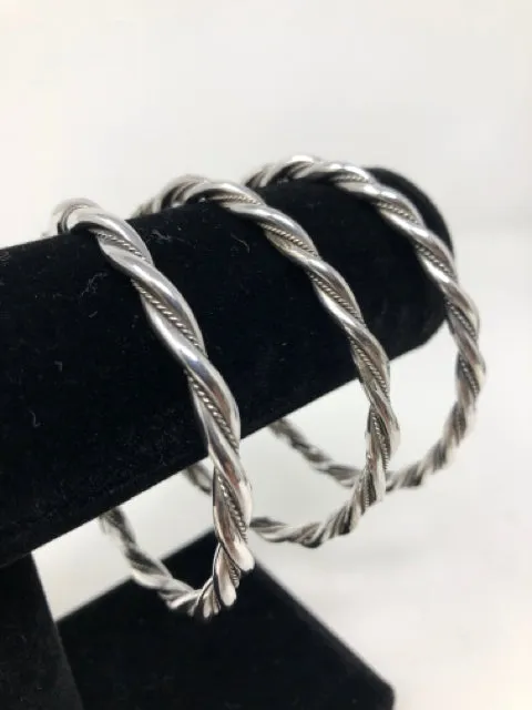 Vintage Set of 3 Bangle Sterling silver Rams Head Bracelets