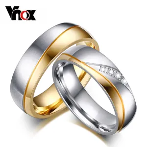 Vnox Rings For Women Man Wedding Ring Gold-color 316l Stainless Steel Promise Jewelry