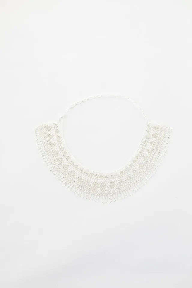 White Beaded Hat Necklace