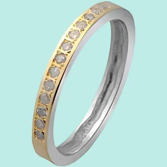 Woman's ring, Diamonds silver and gold ring for woman