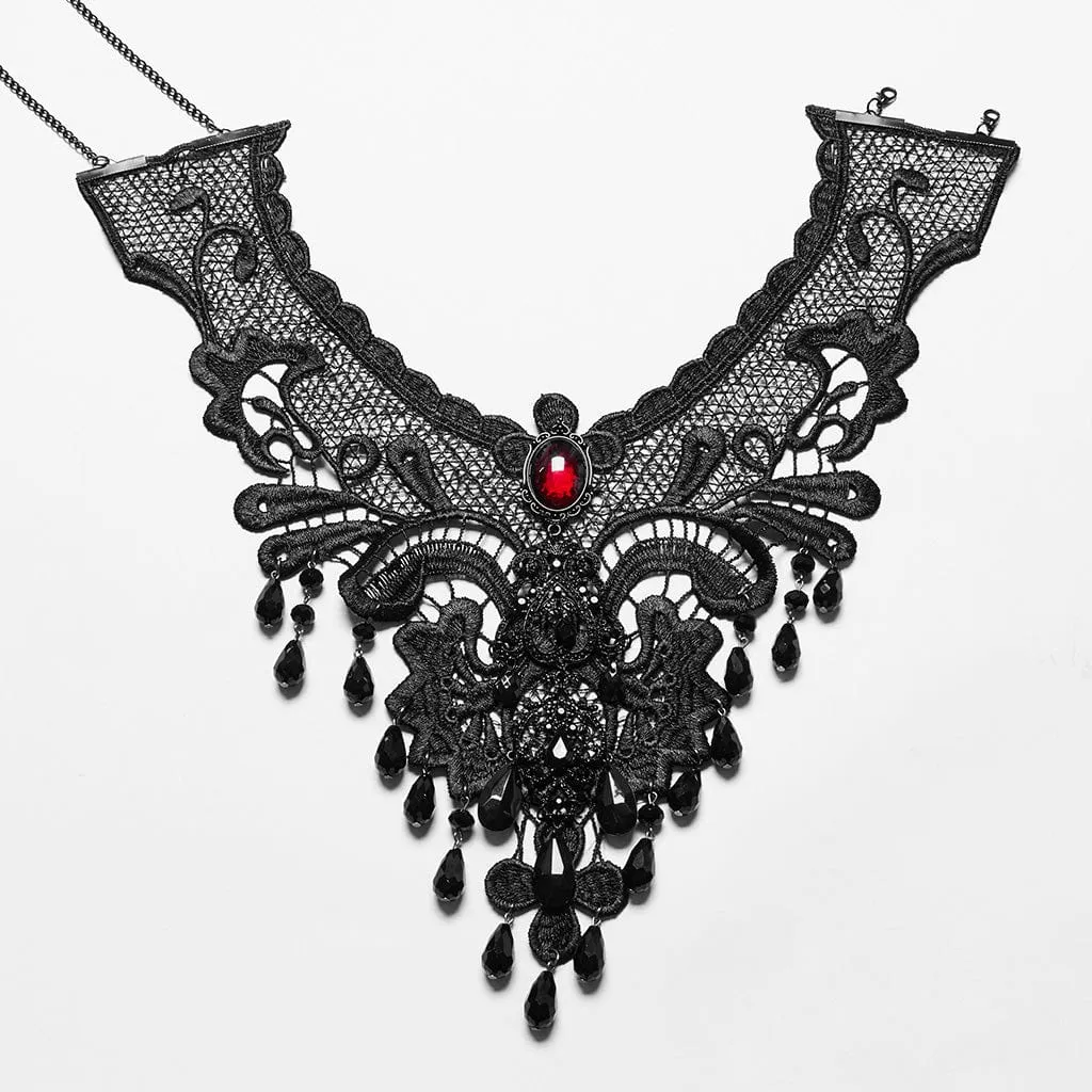 Women's Gothic Floral Embroidered Beaded Neckwear