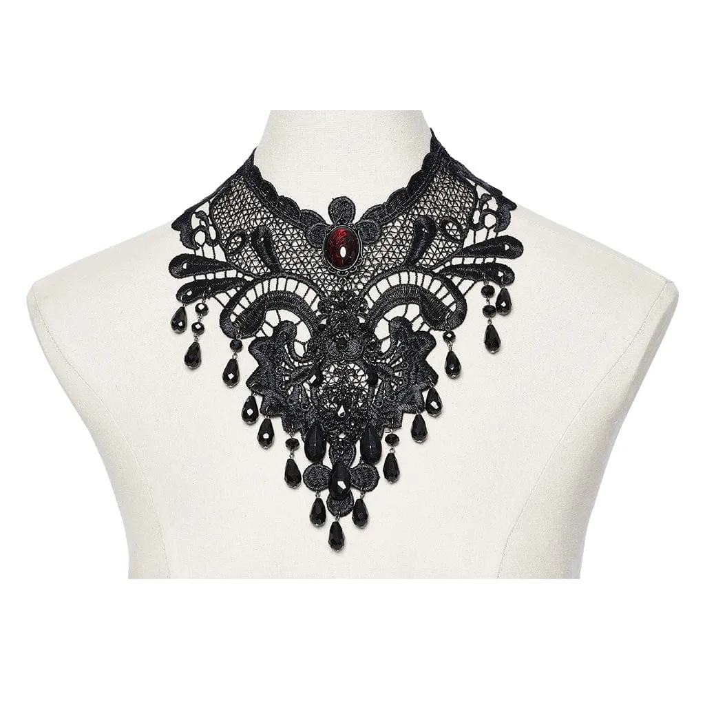 Women's Gothic Floral Embroidered Beaded Neckwear