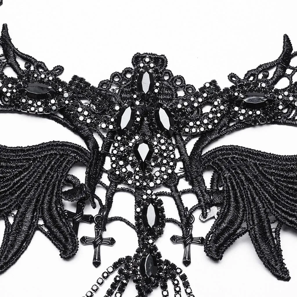 Women's Gothic Wing Embroidered Beaded Necklace