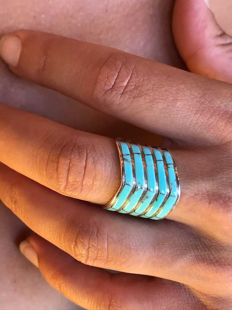 Zuni Inlay Turquoise Ring